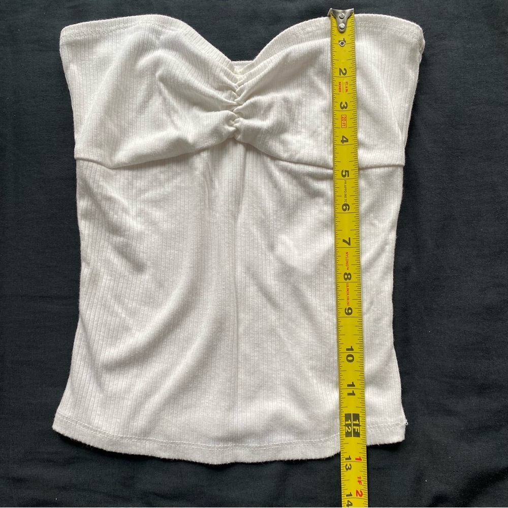 BDG White Strapless Ruched Ribbed Tube Top - Picture 4 of 5
